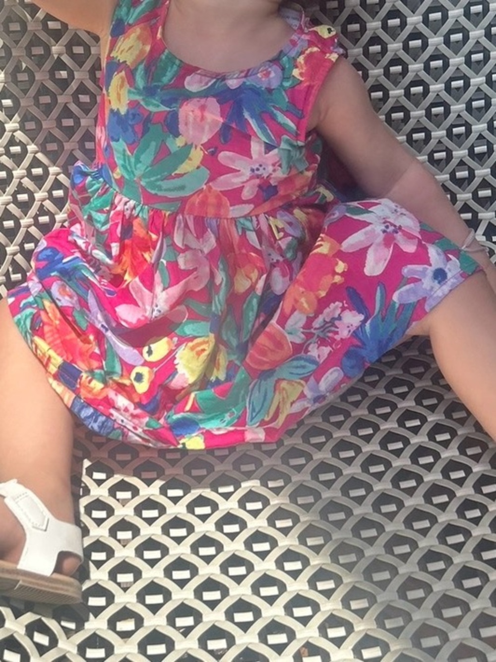 Girls' Floral Pink Sleeveless Summer Dress